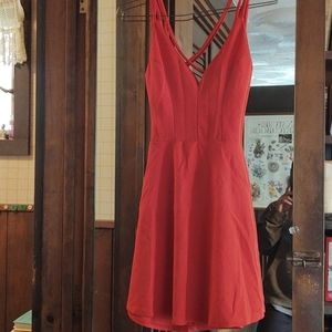 Criss-cross skater red dress